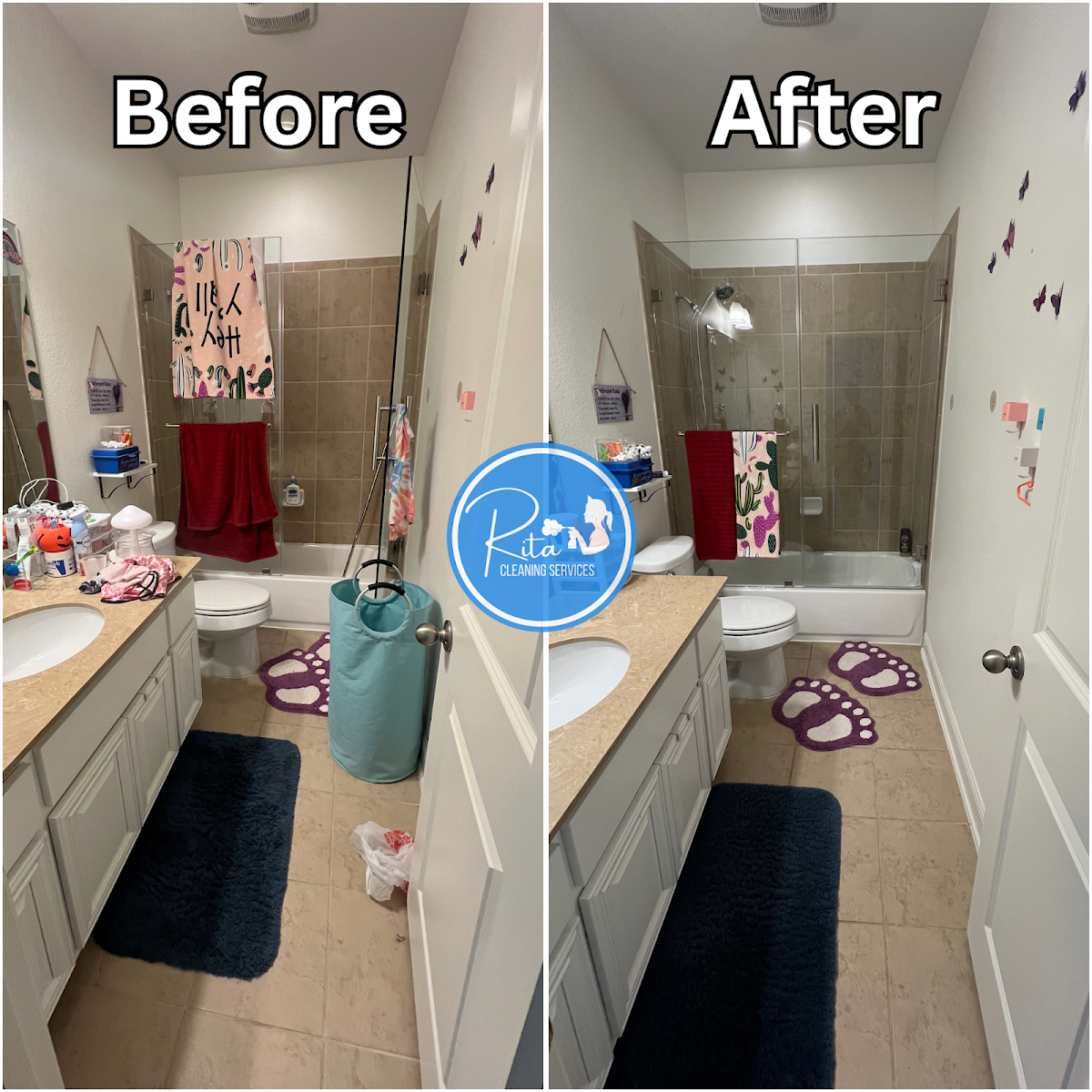 Bathroom deep clean before and after