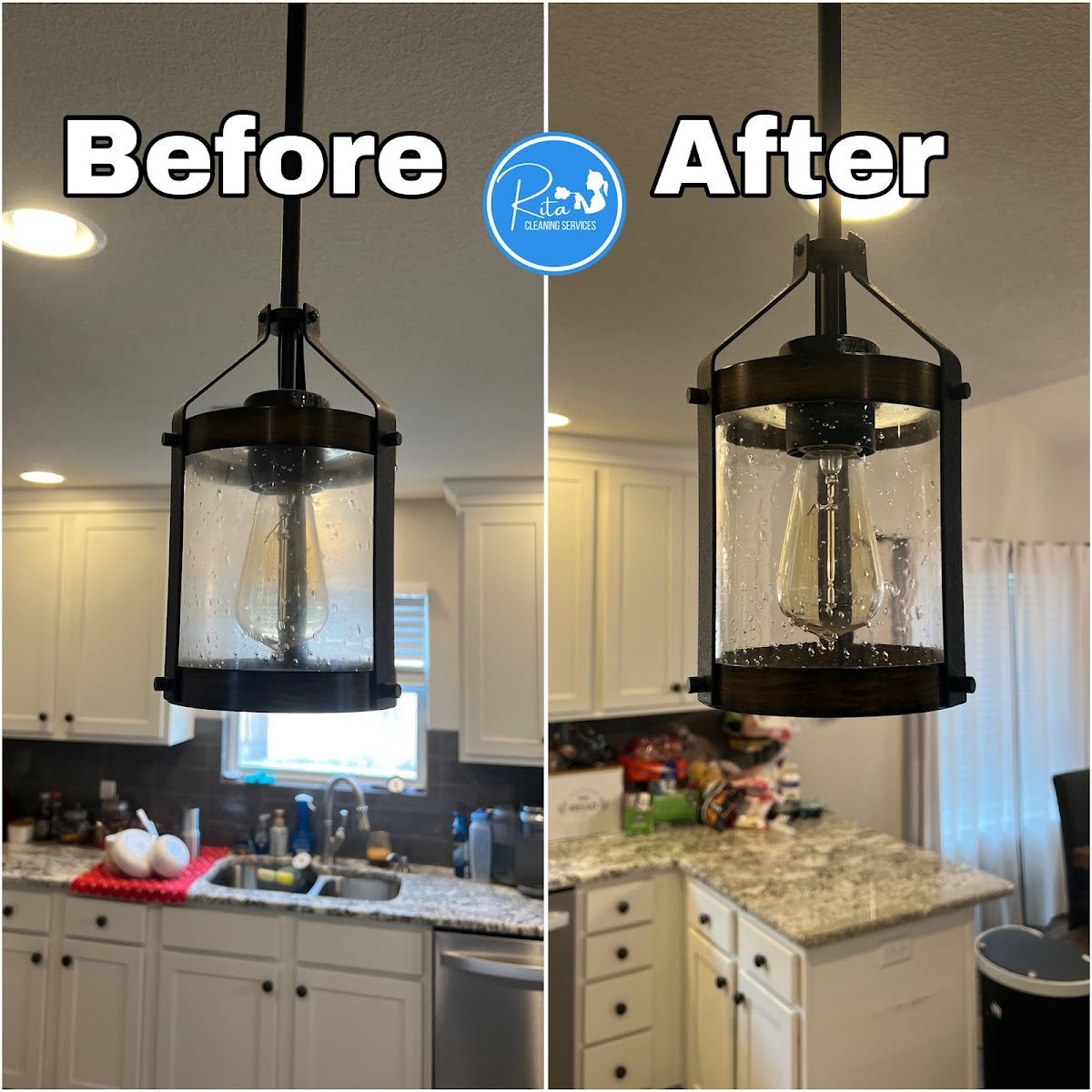 Kitchen pendant light cleaned
